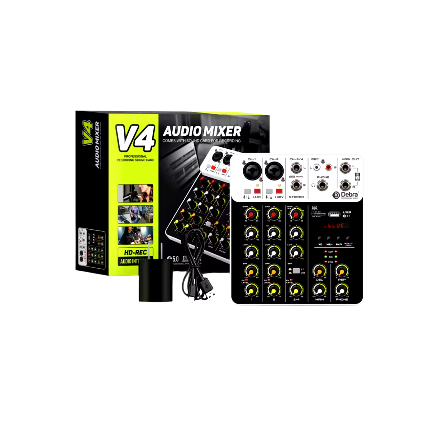 Debra V4 Ses Mikseri canlı ve kayıtlı kart